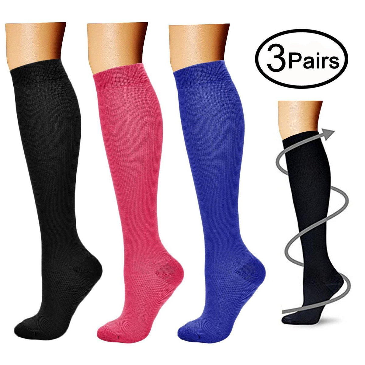 3 Pairs Free Shipping Nurse Compression Socks Varicose Veins Women