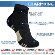 Ankle Compression Socks 6 Pairs 15-20 mmHg  Men & Women - CHARMKING